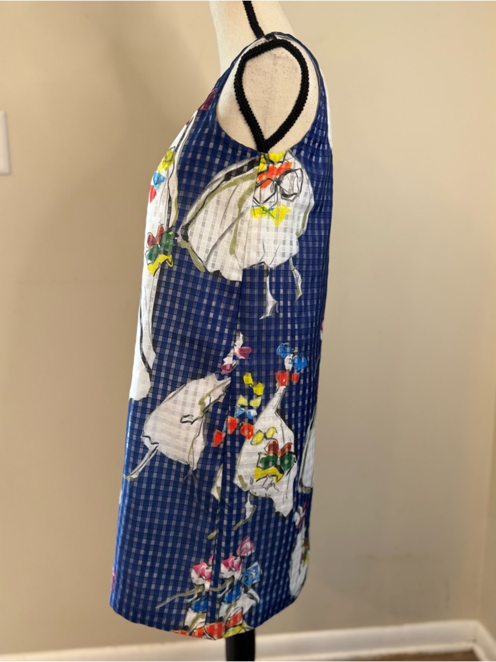 Wearable art handmade female fashionista sleeveless colorful midi dress SZ SM - Picture 3 of 9